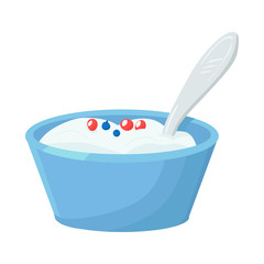 Vector design of spoon and bowl logo. Collection of spoon and cream vector icon for stock.