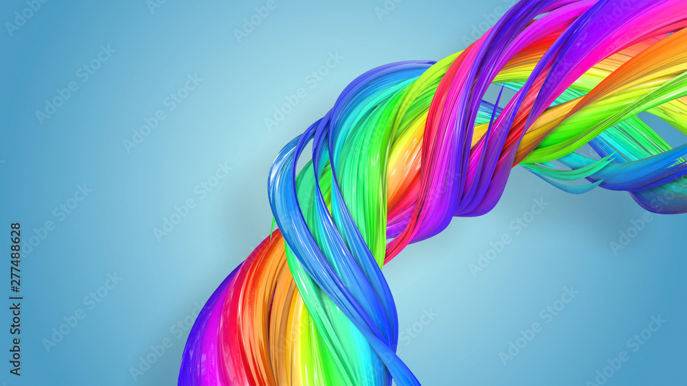 Aufkleber beautiful multicolored ribbon glitters brightly. abstract rainbow color ribbon twisted into a circul