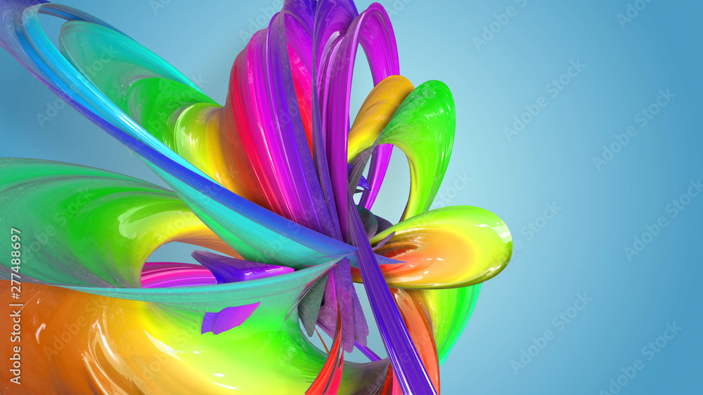 Aufkleber beautiful multicolored ribbon glitters brightly. abstract rainbow color ribbon twisted into a circul