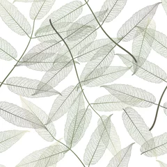 Plaid avec motif Feuilles de squelette Modèle sans couture avec des feuilles. Illustration vectorielle.