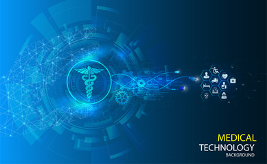Medical health care science innovation concept pattern icon on blue background.Vector illustration.