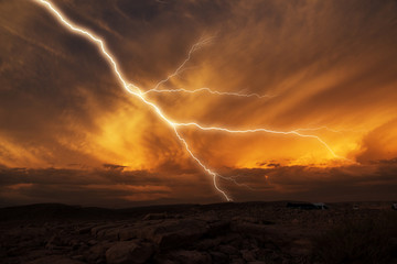 Lightning striking towards the ground