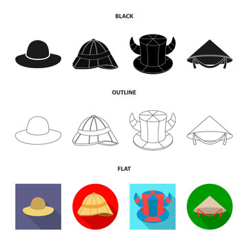 Vector design of hat and cap logo. Collection of hat and model stock vector illustration.