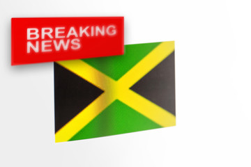 Fototapeta premium Breaking news, Jamaica country's flag and the inscription news