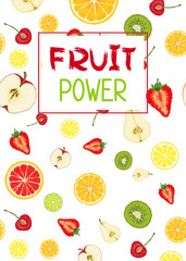 Vector card with natural fruit slices and text message