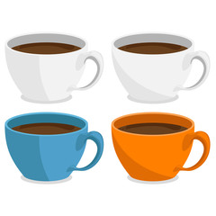 Set of Coffee Cups. Vector Illustration. Selection for design on a white isolated background.