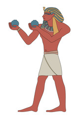 Egyptian Pharaoh. Vector drawing stylized as an ancient painting on the walls.