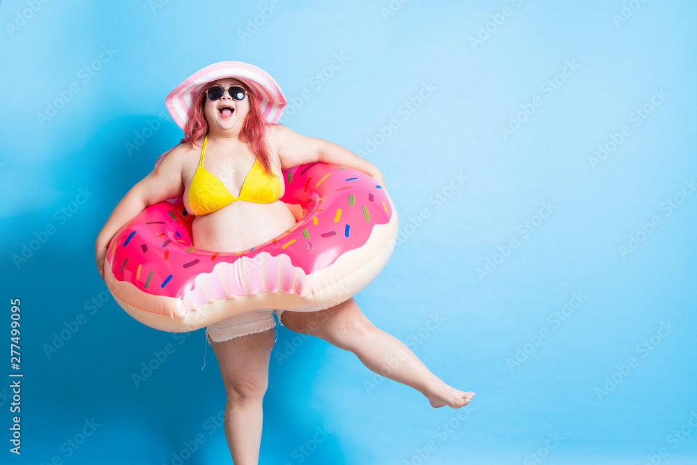 Wall mural fat asian girl in summer