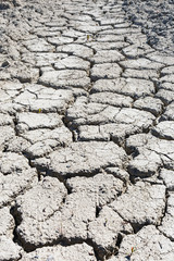 view of deep cracks on the ground due to dry weather as a result of climate change on Earth