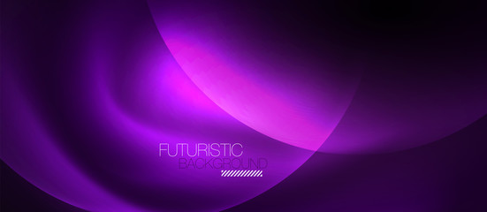 Shiny neon color light with circles abstract background