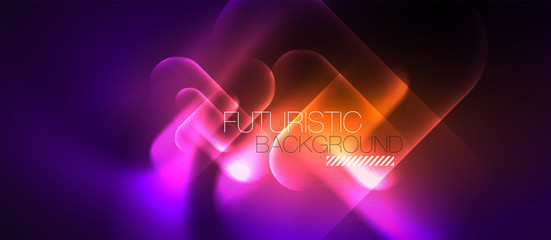Neon glowing techno lines, hi-tech futuristic abstract background template