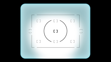 square viewfinder camera, view through a telescope, looking through a telescope view, back foreground, Template focusing screen of the camera