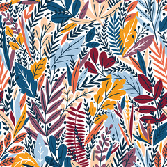 Materiał do szycia Vector seamless pattern with tropical leaves.