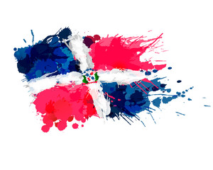 Flag of Dominican Republic made of colorful splashes