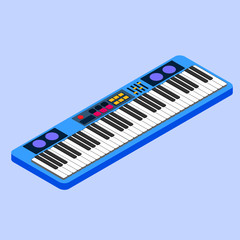 Vector illustration synthesizer. Musical Equipment. 3D Isometric Design. EPS