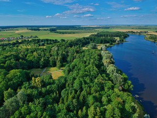 Fototapeta na wymiar Aerial view of the park in Nesvizh, Minsk region, Belarus