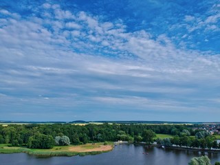 Fototapeta na wymiar Aerial view of the park in Nesvizh, Minsk region, Belarus