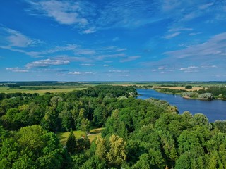 Aerial view of the lake in Nesvizh, Minsk region of Belarus