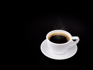 A cup of coffee on black background.001