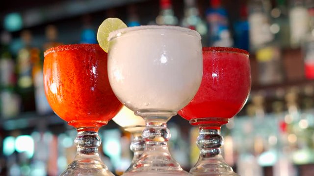 Margaritas at mexican bar rotating spicy