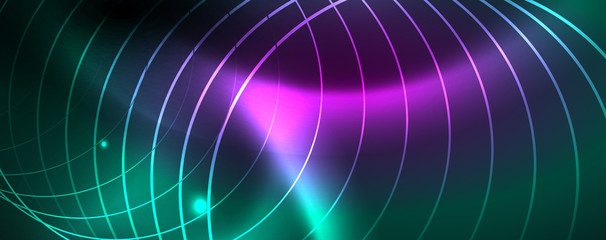 Shiny glowing design background, neon style lines, technology concept, vector