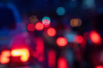 Colorful blurred abstract background from traffic jam on the road.