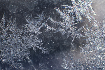 snow pattern on the glass from frost