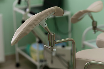 Close-up gynecological chair in the gynecologist's office