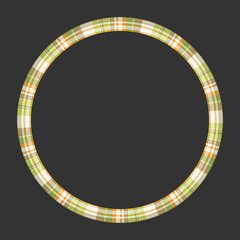Naklejka premium Round frame vector vintage pattern design template. Circle border designs plaid fabric texture. Scottish tartan background for collage art, gif card, handmade crafts.
