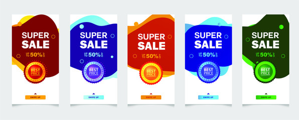  Dynamic modern fluid mobile for sale banners. Sale banner template design, vector greeting card, best price, flash sale special offer set