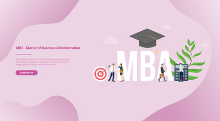 mba master of business administration business concept education degree with modern flat style for website template or landing homepage - vector