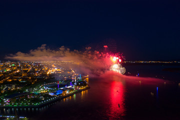 Fototapeta na wymiar Fireworks at the city festival.
