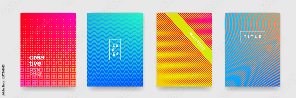 Aufkleber Abstract geometric pattern texture background. Vector abstract color gradient halftone shape texture pattern, orange red and blue background