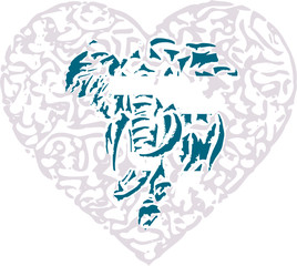 Elephant vector heart - love for Africa