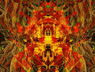 Abstract composition in red tones. 3D rendering.