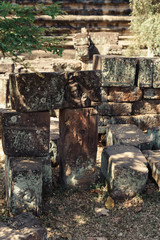 Fototapeta premium Ancient Khmer carving bas-relief. Wall of Bayon Temple, Angkor Thom, Siem Reap, Cambodia