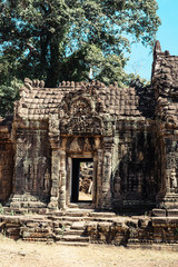 Naklejka premium Prea Khan temple is Khmer ancient temple in complex Angkor Wat in Siem Reap, Cambodia in a summer day