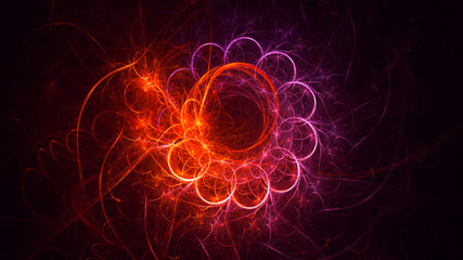 3D rendering abstract red fractal light background