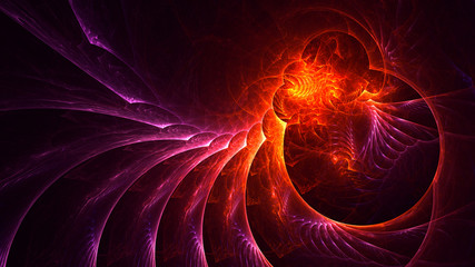 3D rendering abstract red fractal light background