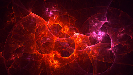 3D rendering abstract red fractal light background