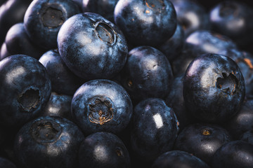 Fresh blueberries isolated on black background.