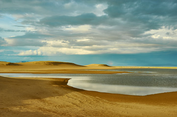 Mongolia. Sands Mongol Els, sandy dune desert,