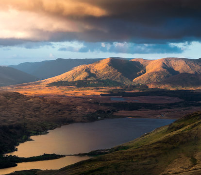 Aerial view of Kylemore Lough County Galway