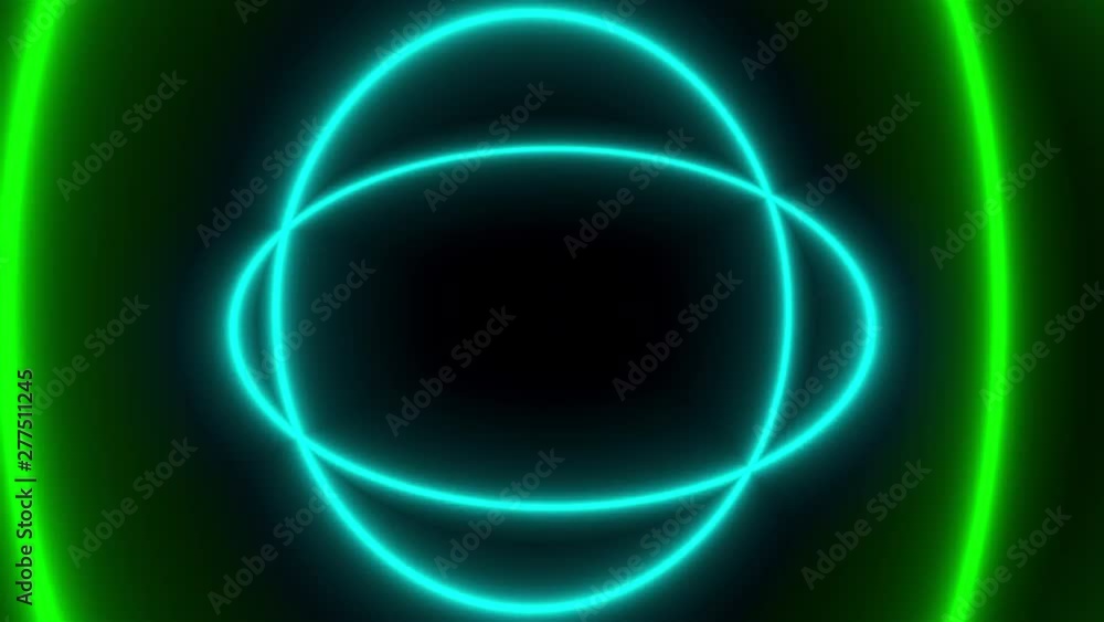 Poster bright colored neon circles are in the space, abstract 3d rendering background, computer generated b