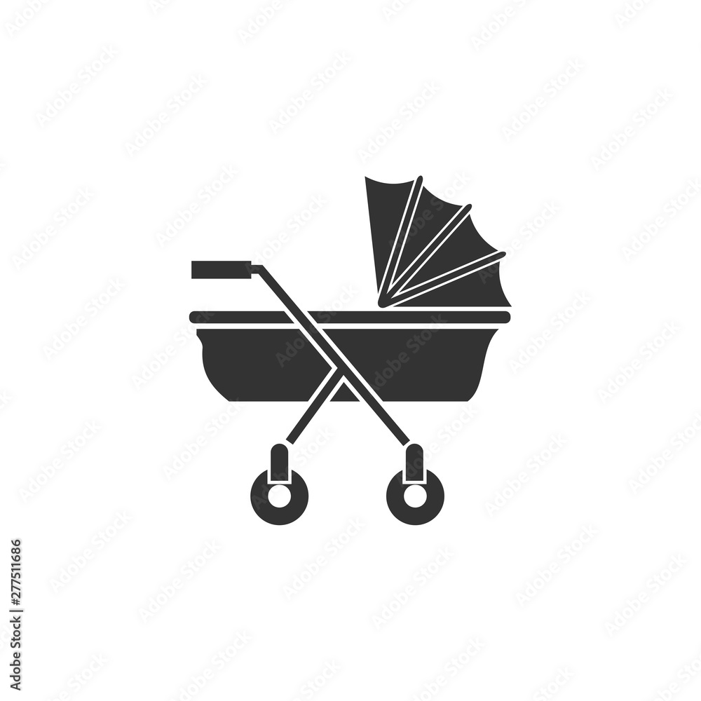 Poster baby stroller icon template black color editable. baby stroller symbol vector sign isolated on white
