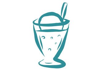 手描き　線画　ソーダフロート