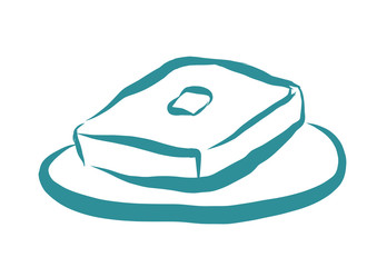 手描き　線画　トースト