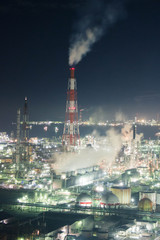 うみてらす14（四日市港ポートビル）から眺めた四日市コンビナートの工場夜景