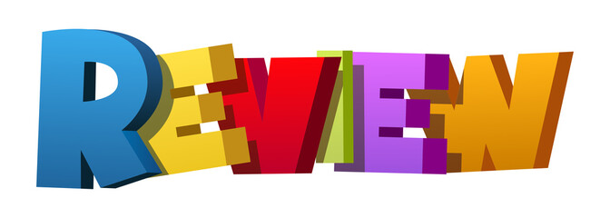 Colorful illustration of "Review" word