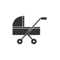 Baby stroller icon template black color editable. Baby stroller symbol vector sign isolated on white background. Simple logo vector illustration for graphic and web design.